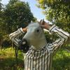 Косплей Маска Лошадиная Голова Белый Латекс Аксессуар для Костюма Хэллоуин Вечеринка Ролевая Игра