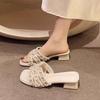 Cross Pearl Word Summer Slippers Women Wear Flat Cool Slippers Lazy New