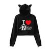 Fashion Alec Benjamin Printed Kawaii Crop Top Hoodie Funny Cat Ear Cropped Short Sweatshirt Hooded Pullover Women Tops Streetwear