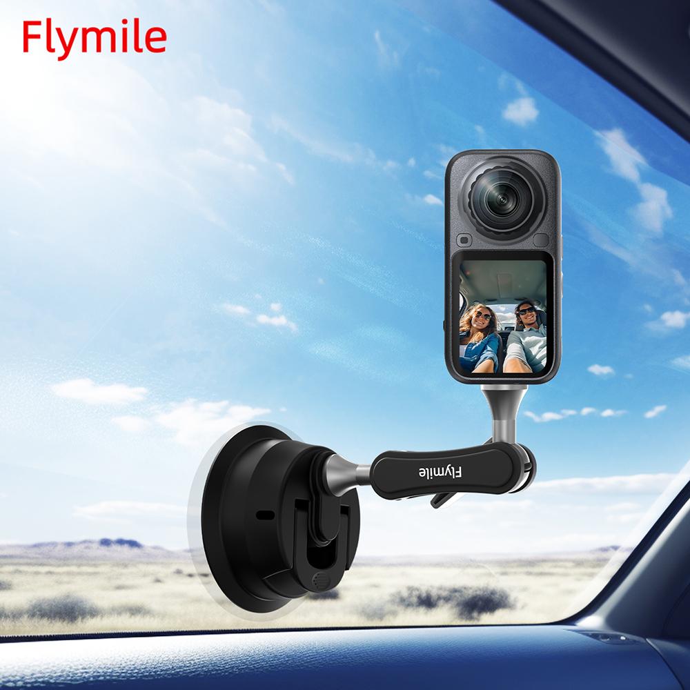 Присоска Flymile для Insta360 X6/DJI Action Camera/Gopro, Держатель на лобовое стекло автомобиля с 360° Шаровой головкой, Регулируемый Магический кронштейн