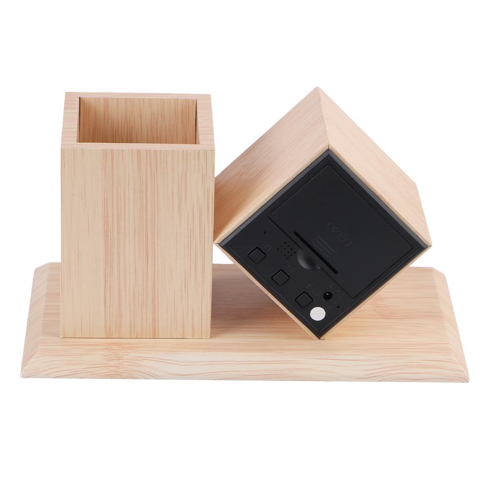 Будильник с температурой светодиодные часы держатель ручки голосовое управление деревянные студенческие светодиодные цифровые на батарейках офисное украшение