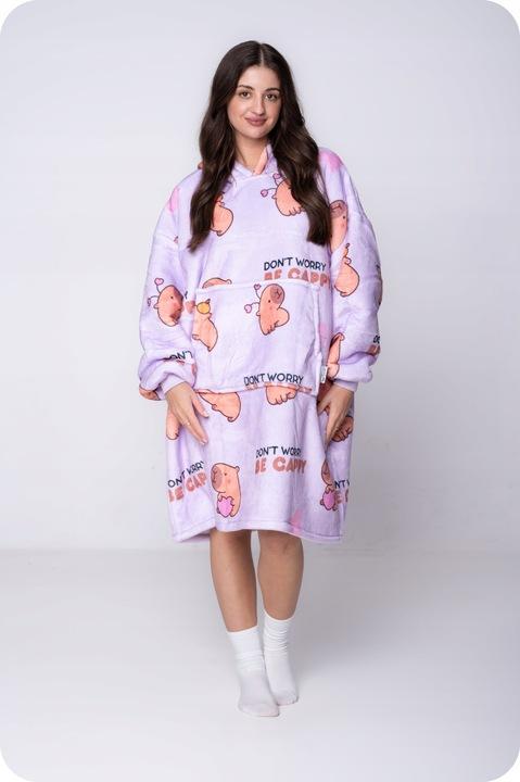 Blanket Sweatshirt Oversize Warm Thick Blanket Sweatshirt 2In1Xxl Capybara Furry [Ub-Kb-Wz-9]
