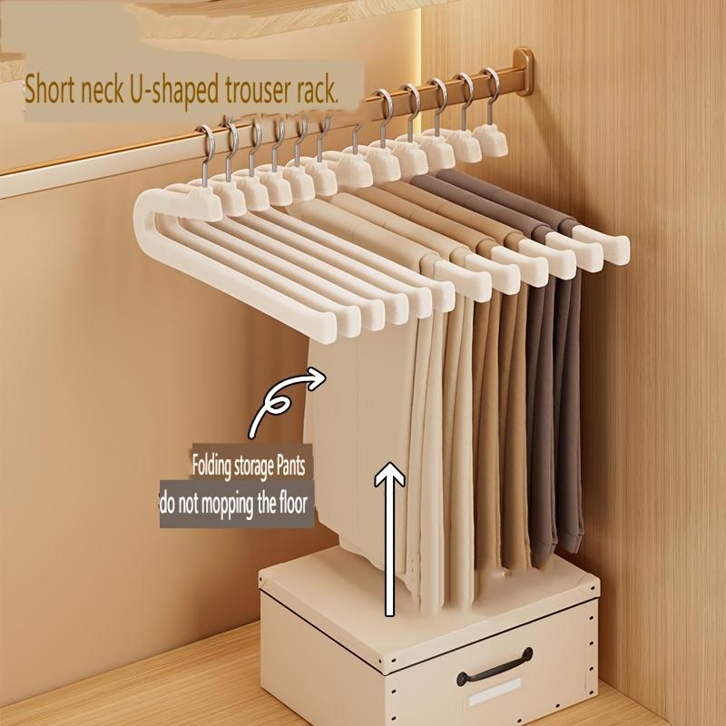 10pcs Flocked Goose-Shaped Pant Hangers, Suitable for Dormitories, Homes, and Schools. Made of Flocked Material, Traceless and Non-slip