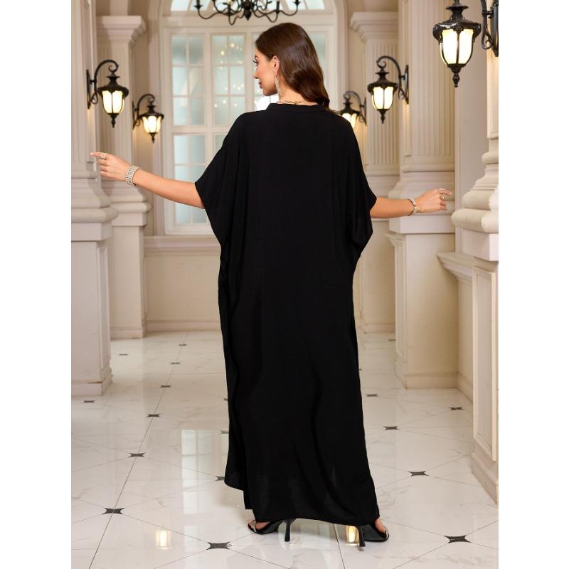 Женская мода лето весна цветочный узор принт рукава 1/2 V-образный вырез свободная талия повседневные платья