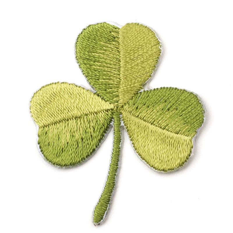 Нашивки клевера с четырьмя листами, наклейки для глажки ткани, вышивка, аппликация, сделай сам