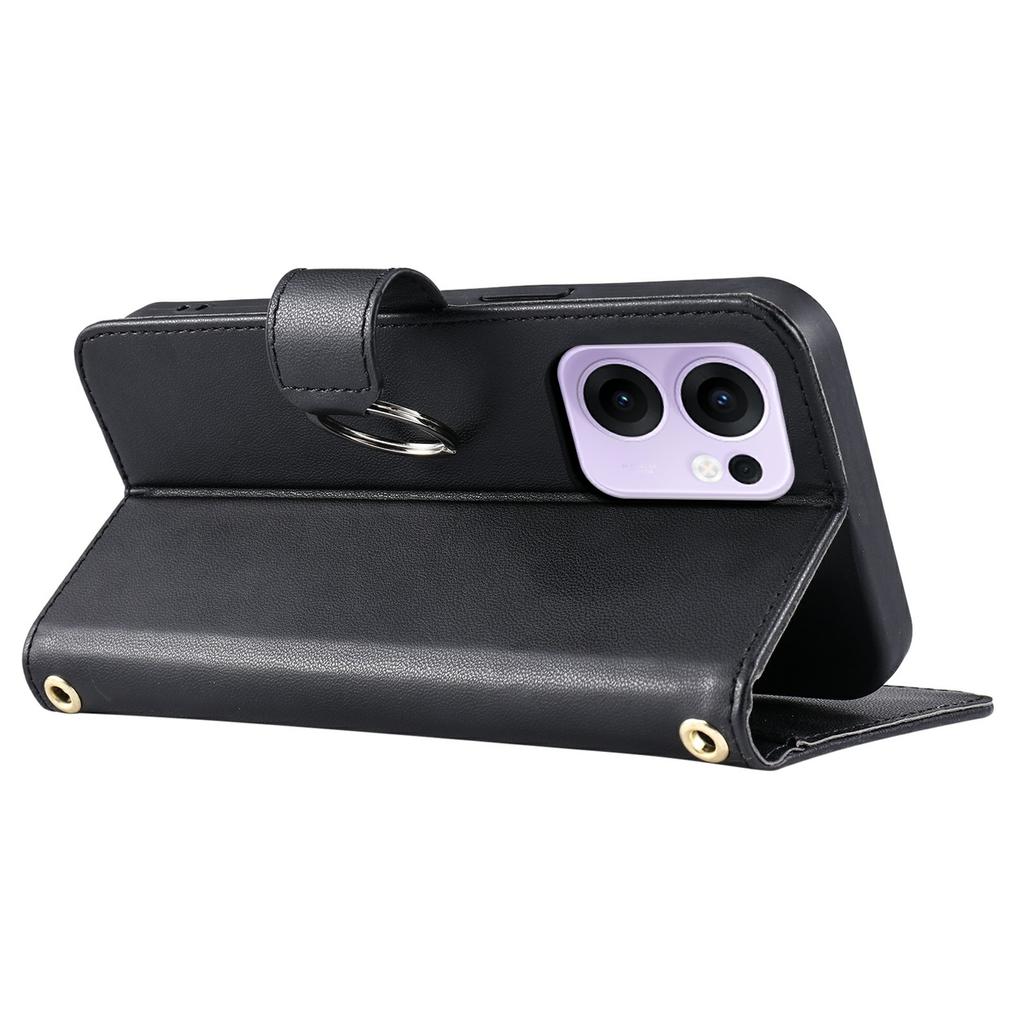 Для Oppo Reno13 F 5G/4G Кожаный чехол-кроссбоди Кольцо-пряжка Кошелек Подставка Ромбовидный чехол для мобильного телефона