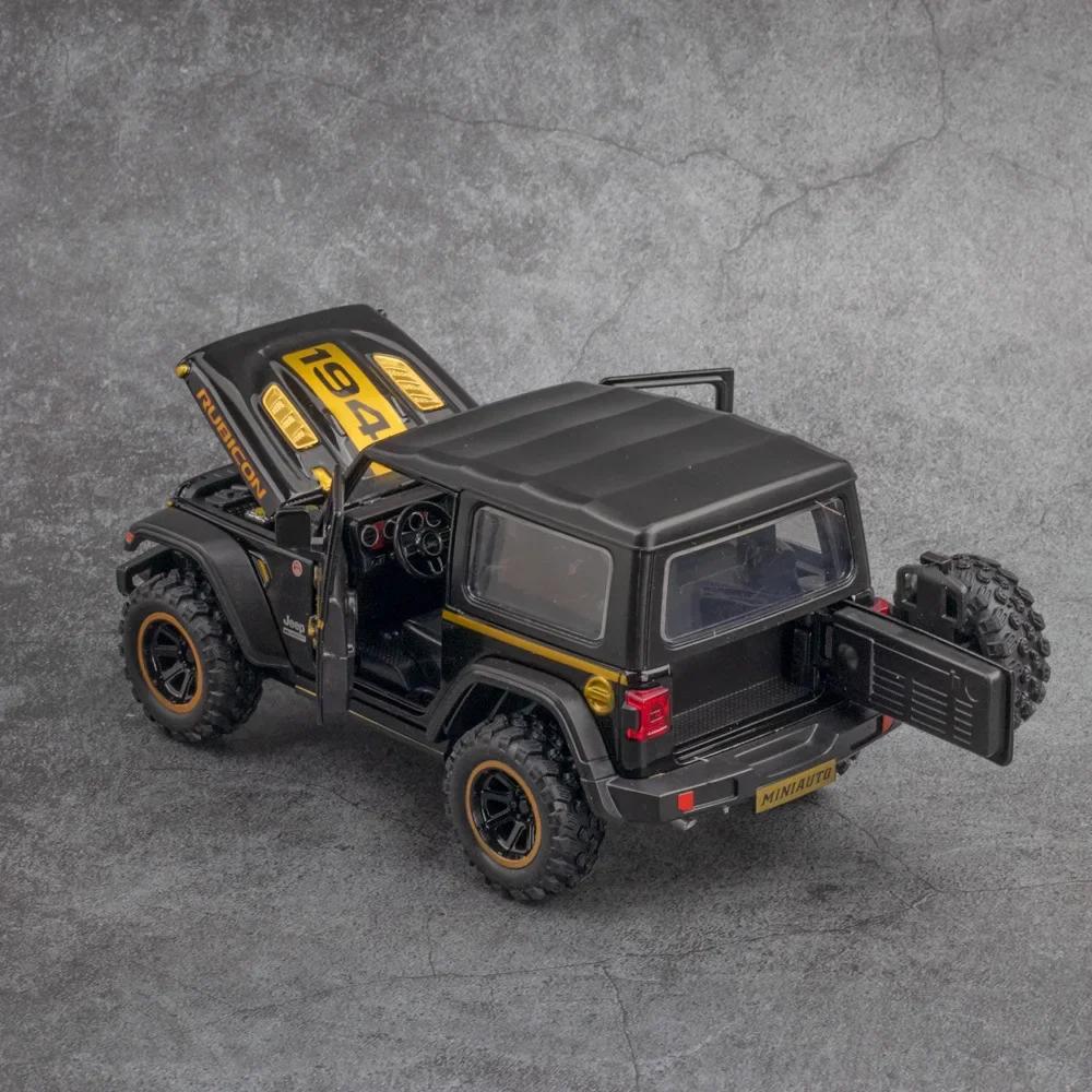 1:32 Jeep Wrangler Rubicon 1941 Off-Road Diecast Metal Alloy Model car Pull Back Sound Light Car Children Gift Collection A417 ALN1
