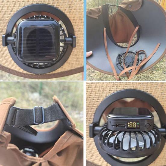 Уличная шляпа с козырьком и встроенным вентилятором, широкополая пустая верхняя охлаждающая шляпа с солнечной батареей и USB-зарядным вентилятором для путешествий на пляже