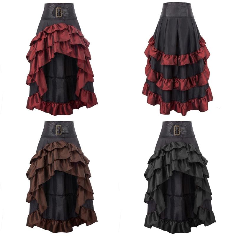 Wish Vintage High-waisted Cake Skirt With Asymmetrical Hemline And Ruffled Edges