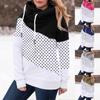 Women's  Hoodies Lepord Color Blocking Long Sleeve Sweatshirts Fashion Hooded Pullover Sweater Tops Shirts