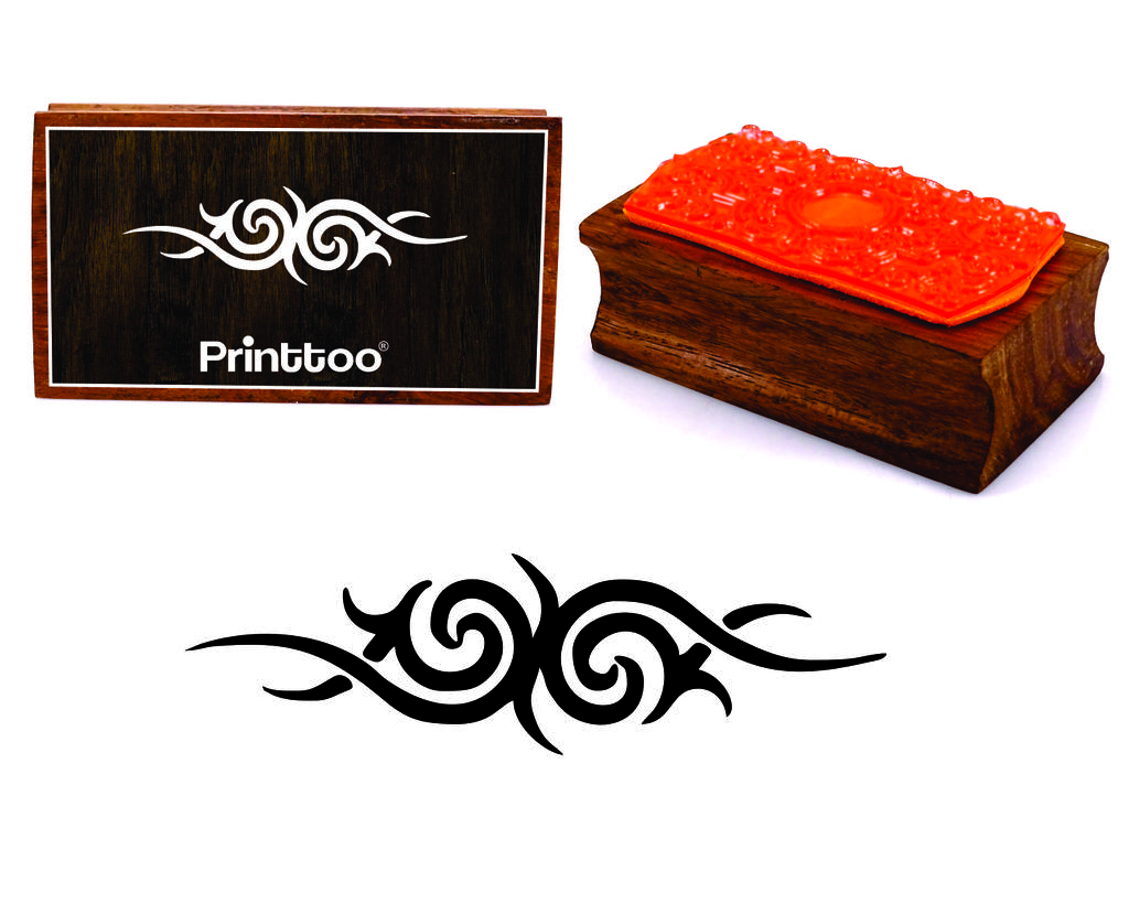 Printtoo Decorative Tribal Design Rectangular Wooden Rubber Stamp Block
