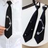 Korean Style Pearls Tie Black Decoration Shirt Tie Elegant Hand-beaded Long Necktie Students