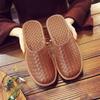 Cozy Spring Braided Leather Slippers Men Indoor Home Shoes Unisex Room Slippers Male Fur Slides New Mules Slipper Big Size 45 46