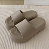Casual Increased Soft Thick-soled Solid Color One-word Slippers Women's Summer Seaside Vacation Beach Flat Sandals and Slippers