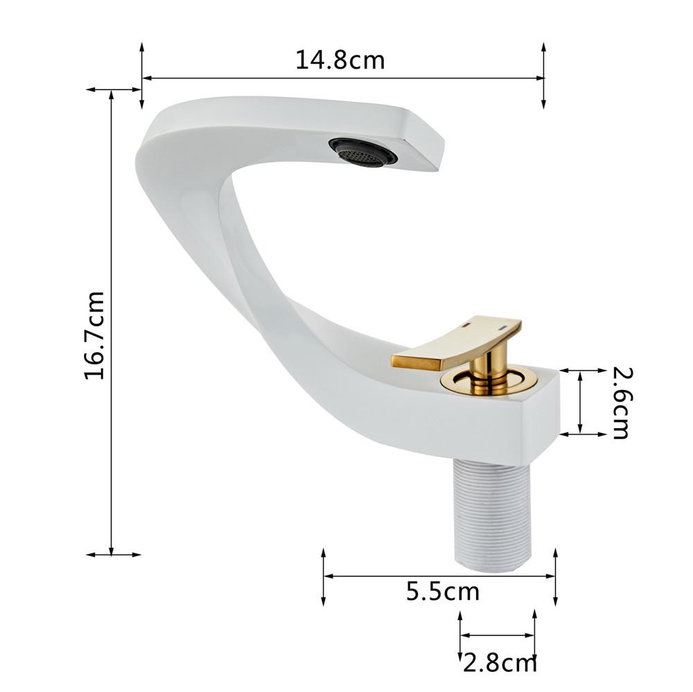 Tuqiu Bathroom Faucet Brass Gold White Bathroom Basin Faucet Cold Hot Water Mixer Sink Tap Deck Mounted White Rose Gold Tap