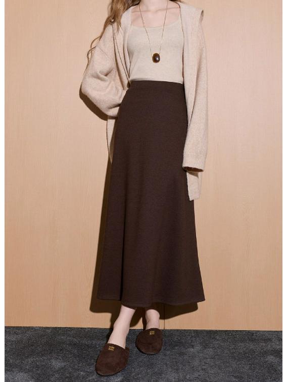 Women's 2025 Autumn/Winter Elegant Elastic Waist Long Skirt