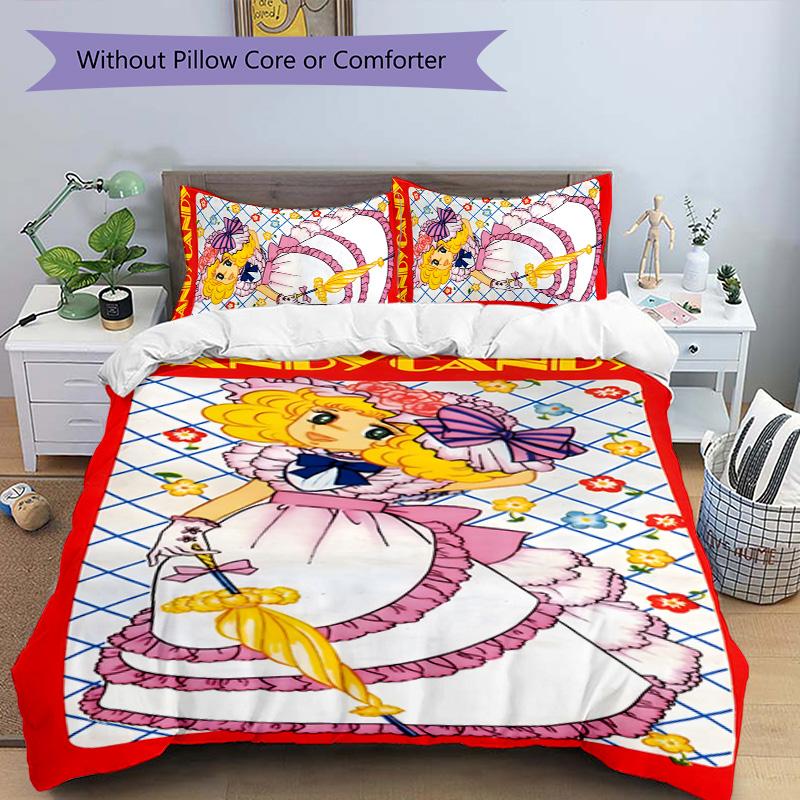 Candy Candy 3pcs Bedding Set Duvet Cover Closure Includes 1 Duvet Cover & 2 Pillowcases for All Seasons Bedroom Home Dorm Decor