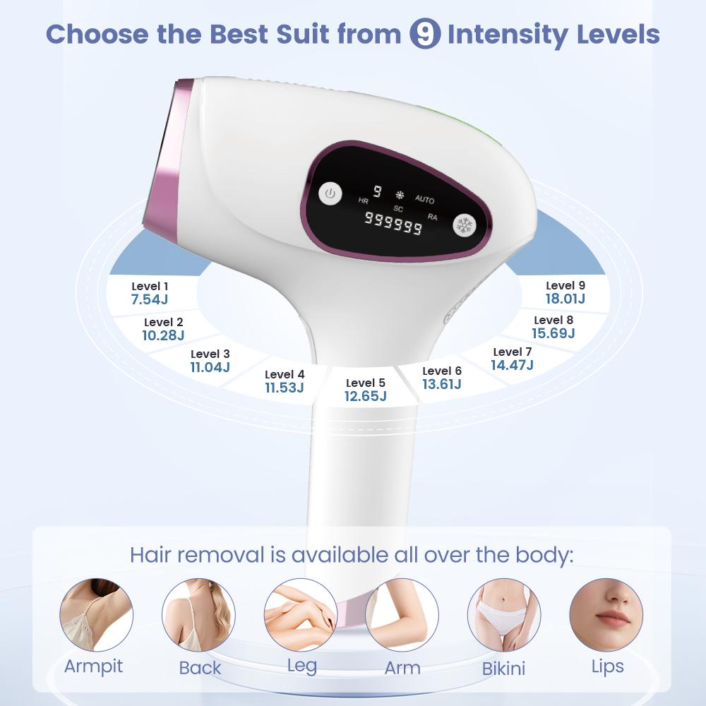 High Power Ice Cooling Best Laser Epilator Handheld Ipl Laser Hair Removal Removing Hair Painless At-home 3 in 1