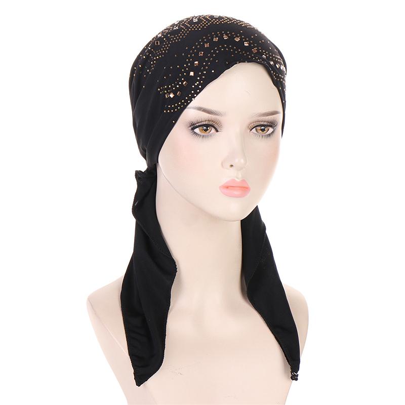 1Pc Chemo Cap Women's Muslim Headwrap Cover Hijab Headscarf Polyester Fiber Hair Loss Hat Turban