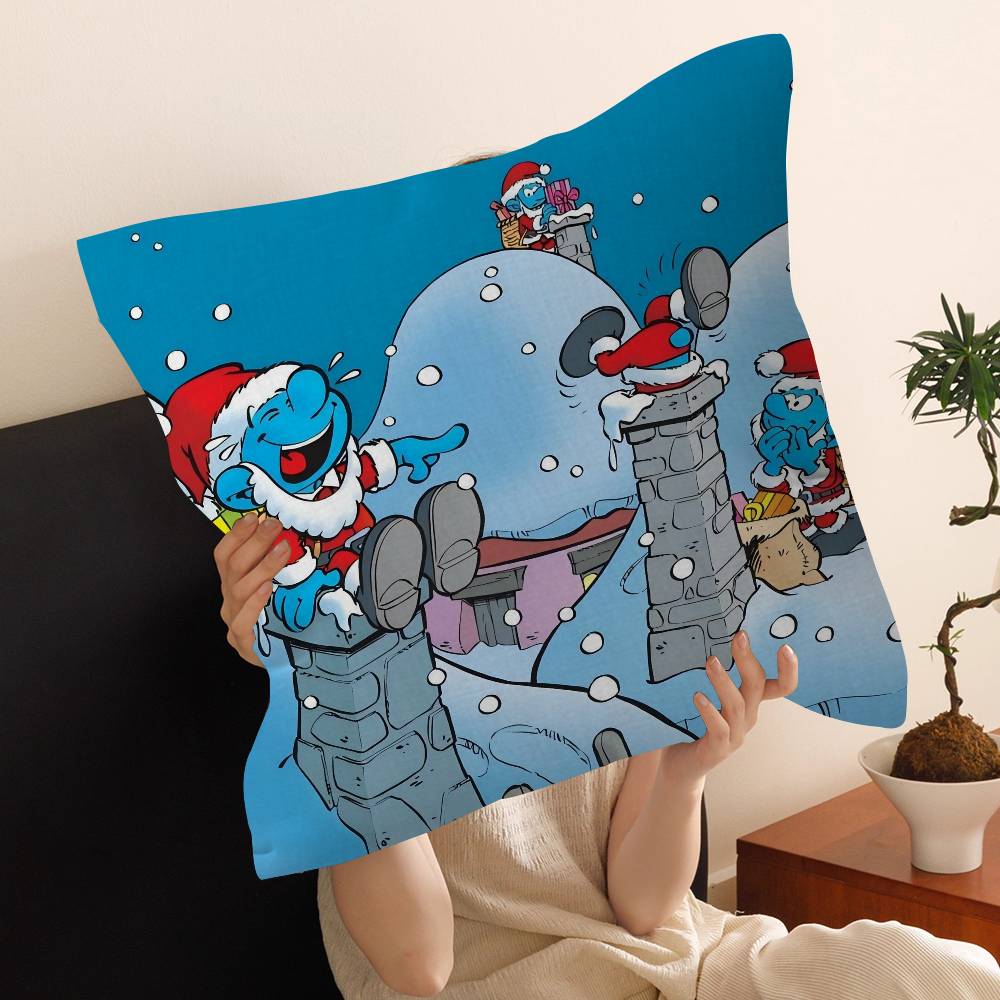 Cartoon SSmurfs Pillow Gift Home Office Decoration Bedroom Sofa Car Cushion Cover Case x