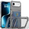 For iPhone Air Clear Case PC + TPU Phone Cover Card Holder Kickstand