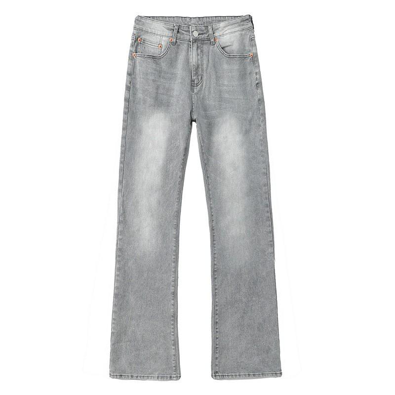 Mens Relaxed Fit Flared Jeans Water Washed Vintage Style Casual Streetwear Trousers Fall