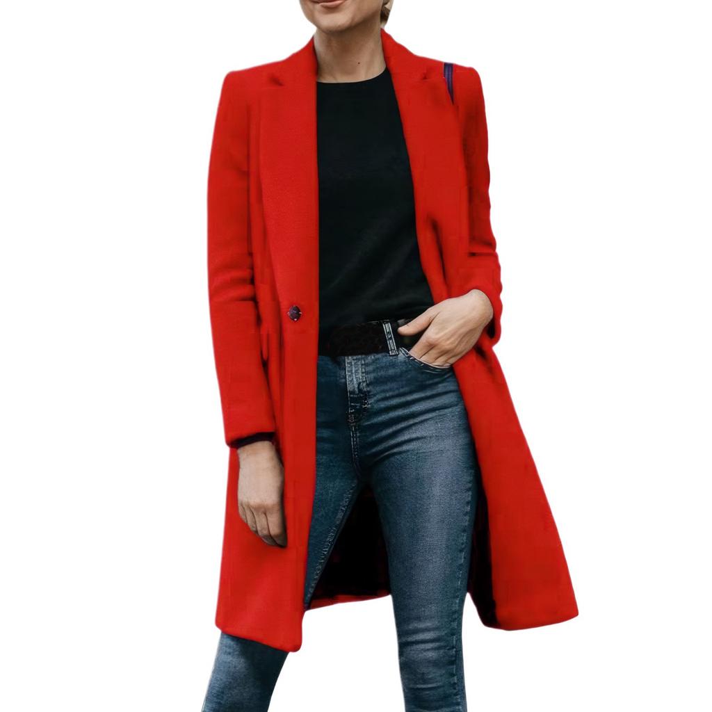 Women's Autumn And Winter Long Hidden Button Woolen Coat