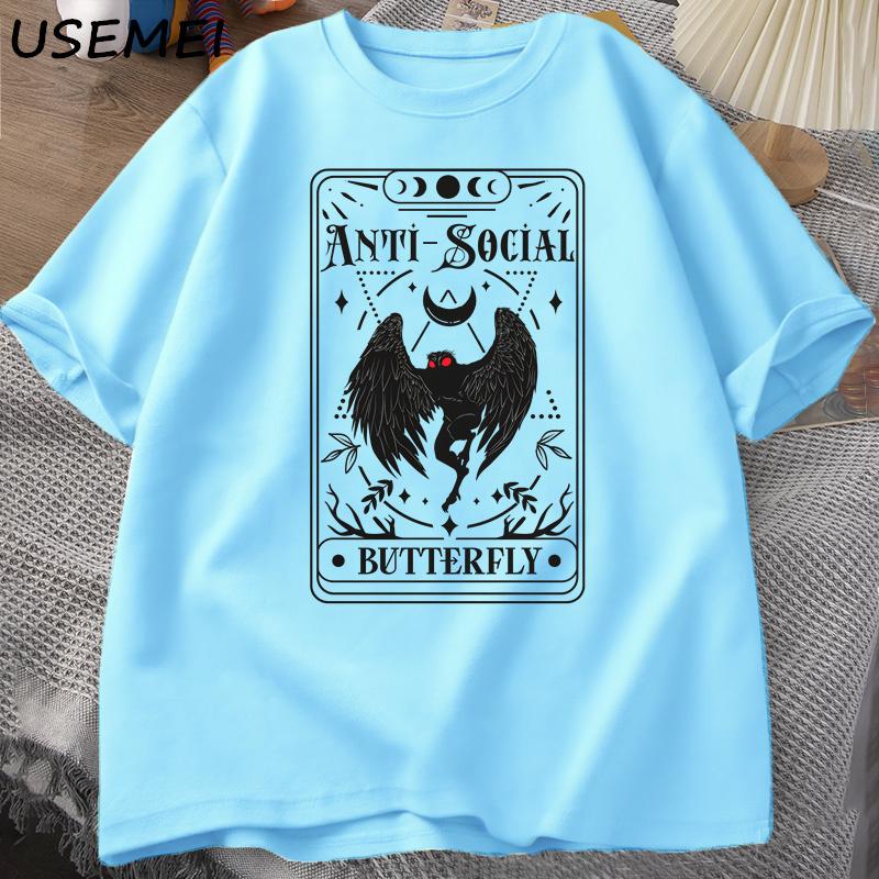 MothUnisex Tarot Card Butterfly Tshirt Unisex Vintage Cotton Short Sleeve T Shirt Streetwear Casual Round Neck Printed Tshirts Tops