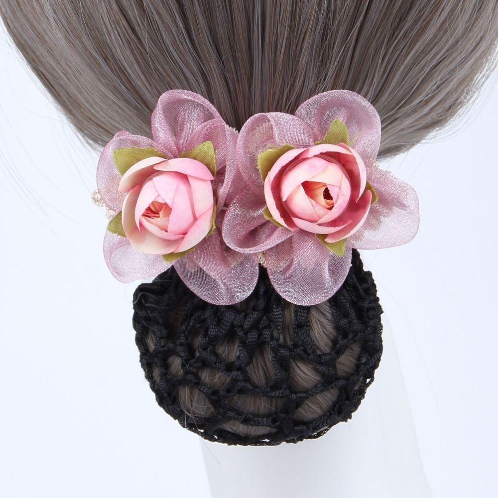 Цветочная заколка для волос Женская пружинная заколка для хвоста Заколка для волос Чехол для волос Сетка Корейский пучок Снуд для девочек