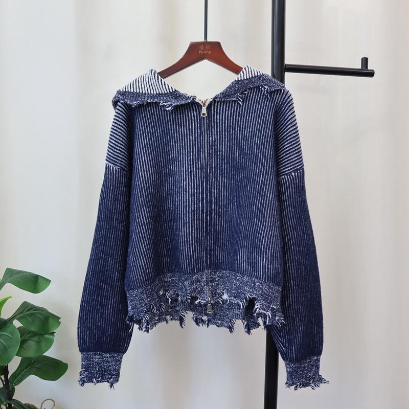 Кардиган вязаный с капюшоном на двойной молнии, с отверстием, новый осенне-зимний, свободный, высокого класса, куртка-свитер женская