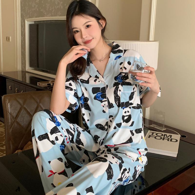 Весенне-летняя женская пижама из трех предметов для дома, для девочек, с милым рисунком панды, для студентов, для дома, модная пижама