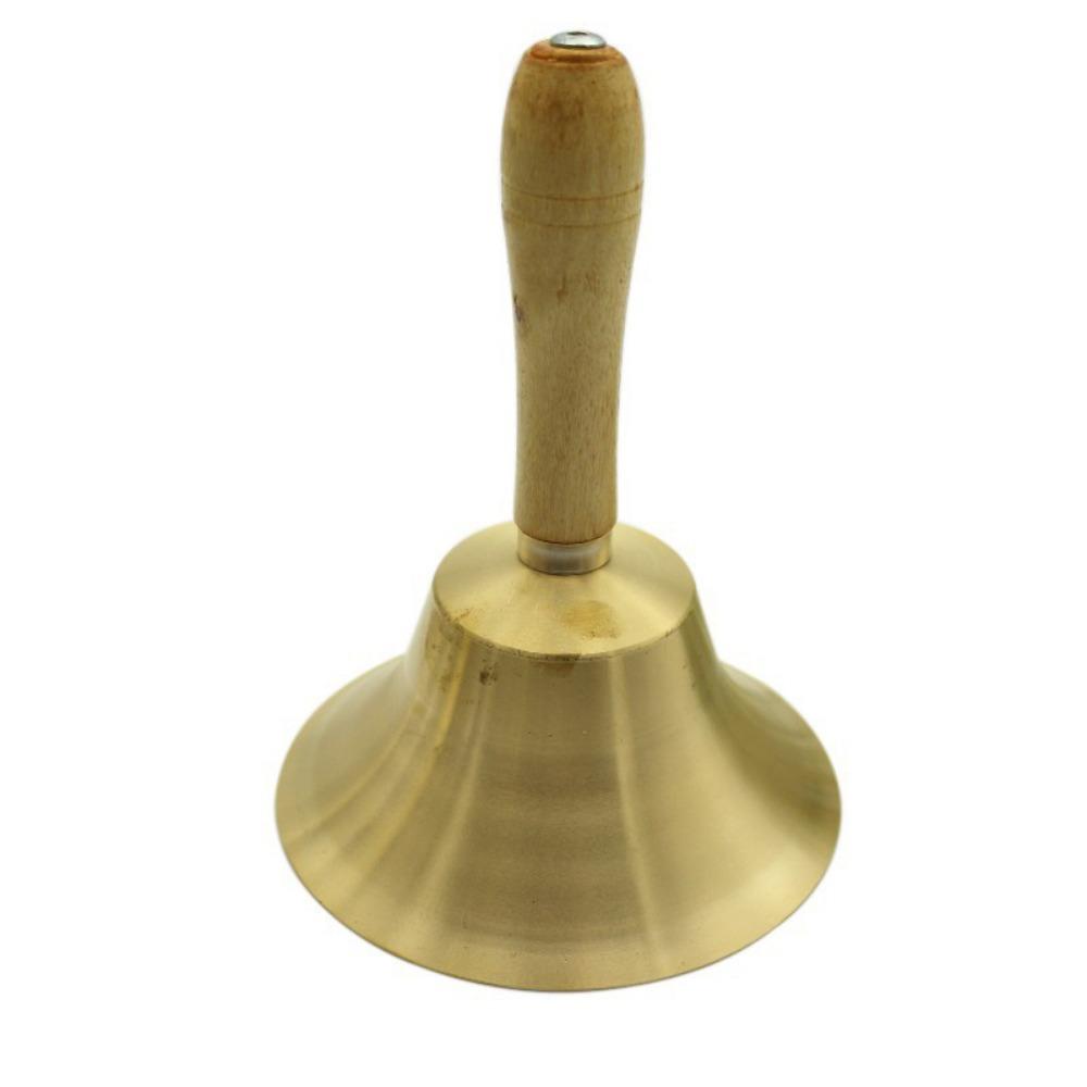 Multi-Purpose Solid Brass Call Bell Wooden Handle Brass Ringing Handbells  Animal Training