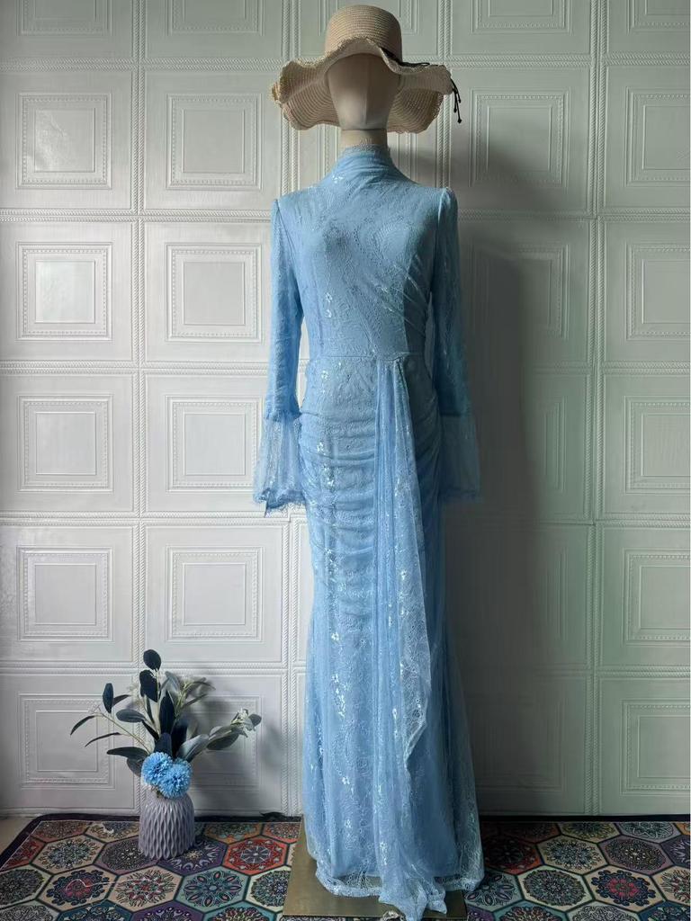 Элегантное вечернее платье с длинным рукавом для женщин, весна 2025