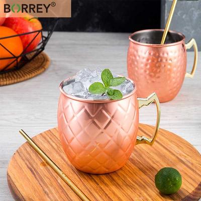 BORREY Нержавеющая сталь Кофейная кружка Чайная чашка Московский мул Медные кружки Кованые медные кружки для пива Коктейльная кружка Бармен Инструменты