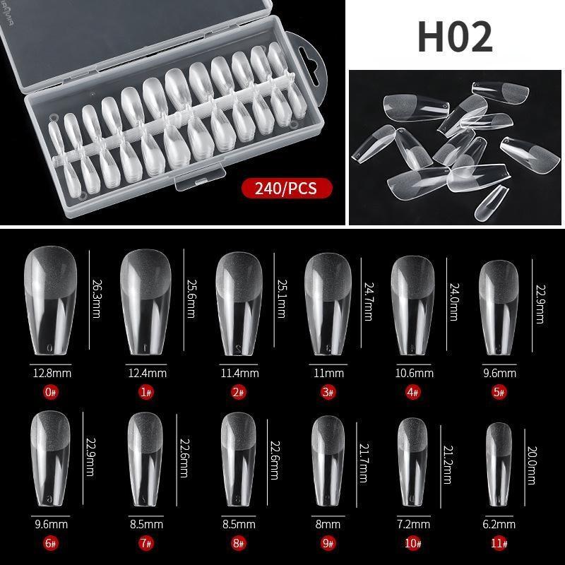 240pcs Press On Nails Coffin Nail Tips Clear Full Cover Fake Acrylic UV Gel Nails Extension System Oval Almond Sculpted False Nail Tips