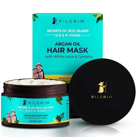Pilgrim Korean Argan Oil Hair Mask For Dry & Frizzy Hair With White Lotus And Camellia | Hair Mask  | For Men & Women | 200Ml, 1 Count