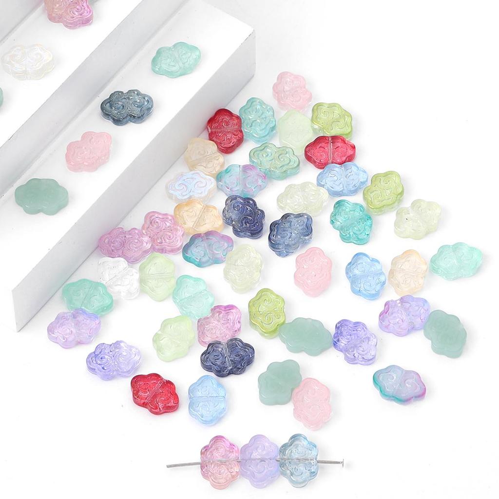 20 шт. стеклянные двухсторонние узоры со средним отверстием, бусины-облака для DIY, ожерелье, браслет, серьги, изготовление ювелирных изделий, аксессуары для рукоделия
