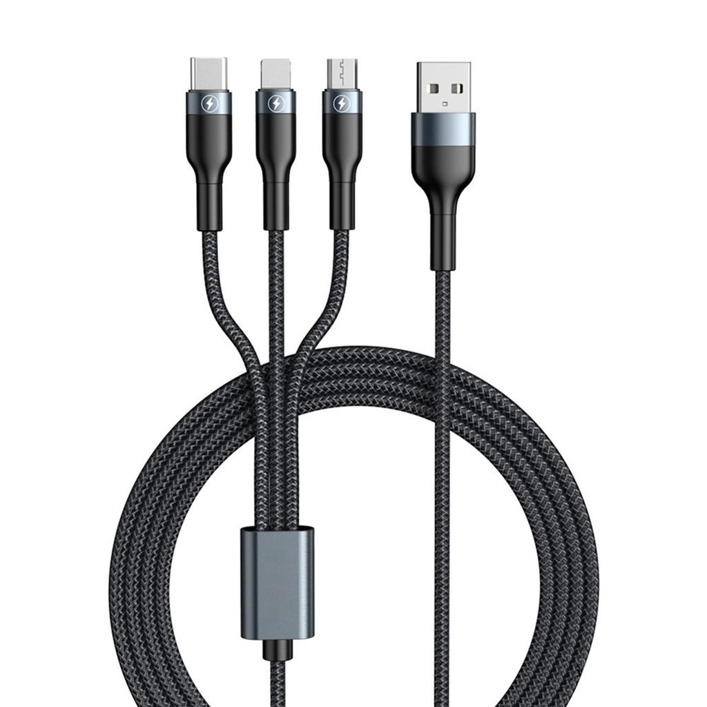 3-в-1 USB-кабель Кабель для быстрой зарядки Мультизарядный шнур USB-адаптер Плетеный провод Для мобильного телефона Планшета Ноутбука