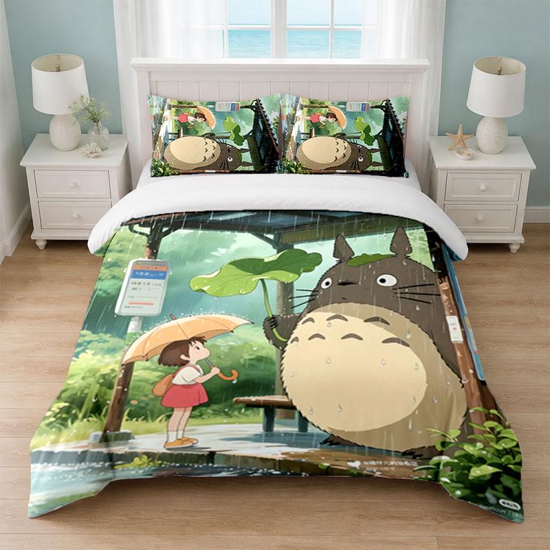 My Neighbor Totoro Bedroom 3Pcs Bedding Set Soft Bed Sheet Pillowcases Home Bedding Decoration