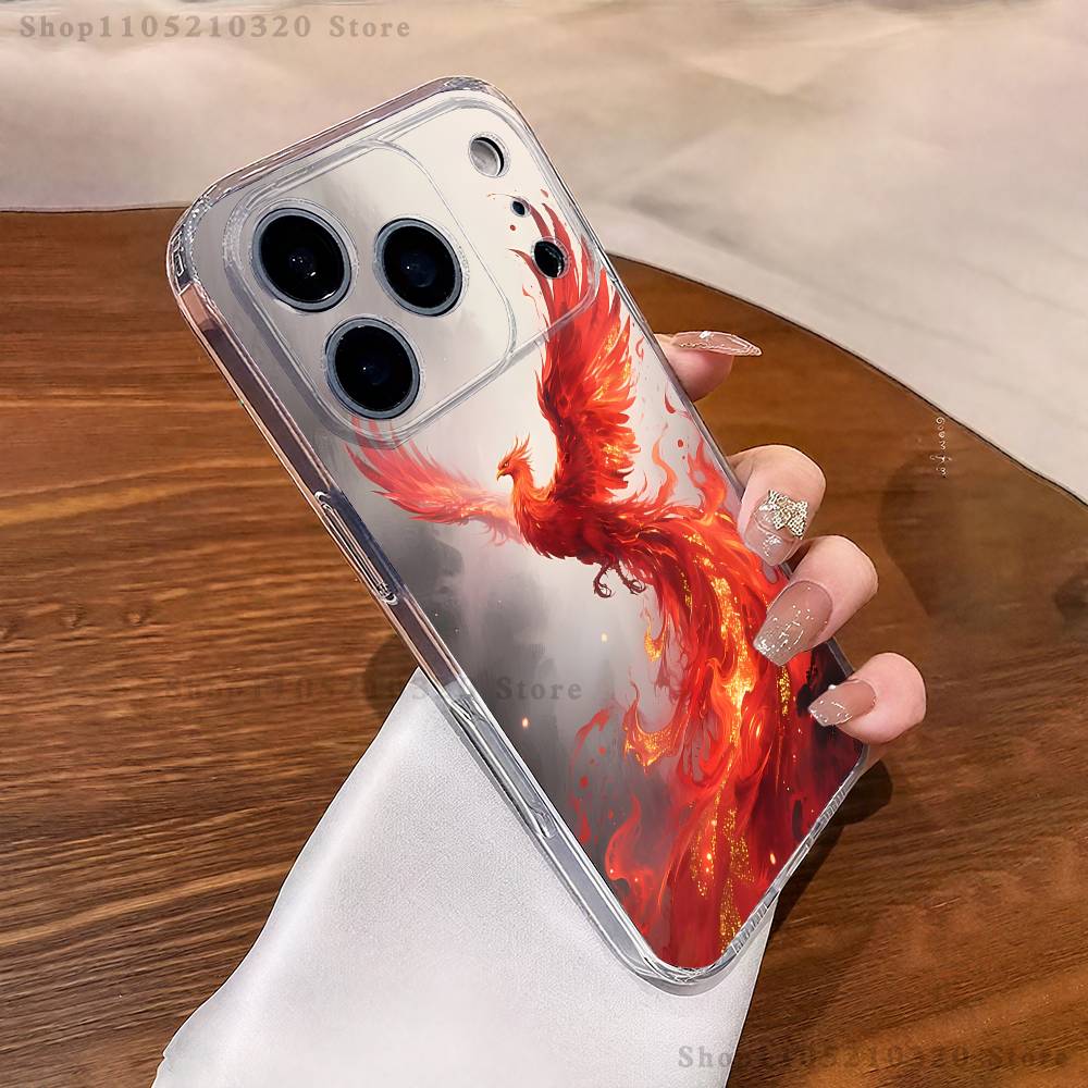 Арт Феникс Чехол для телефона Для iPhone 17,16,15,14,13,12,11 Pro,Max,Plus,XR,Mini,E Прозрачный Мягкий чехол с полным покрытием