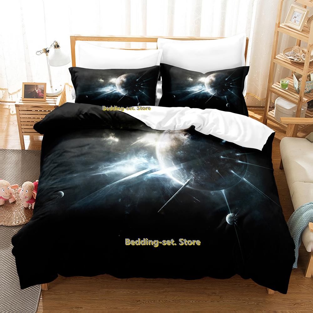 Комплект постельного белья Planets Single Twin Full Queen King Size Bed Set Adult Kid Bedroom Duvetcover Sets Outside Space Universe Bed