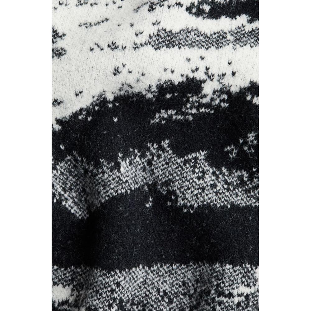 H M Loose Fit Jacquard Knit juMper Black Patterned