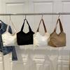 Niche Simple Solid Color Tote Bag Women's New Personalized Fashion Simple Shoulder Bag Literary and Casual Canvas Bag