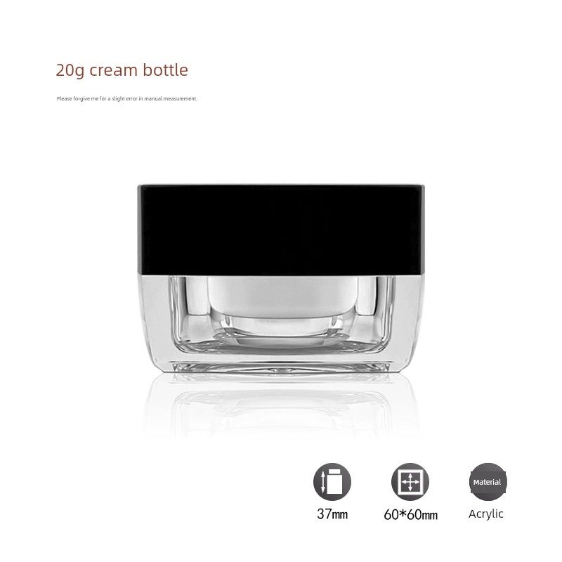 [5g10g15g20g30g50g Black Cover Square Bottle] Classic Acrylic Cream Spray Bottle Subpackaging Empty Bottles