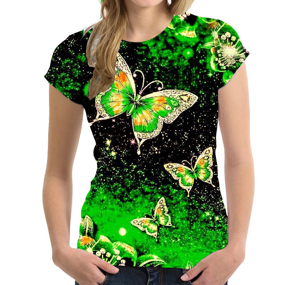 Летняя женская футболка с бабочкой, цветочная 3D печать, женская уличная одежда, футболка с короткими рукавами, верх оверсайз