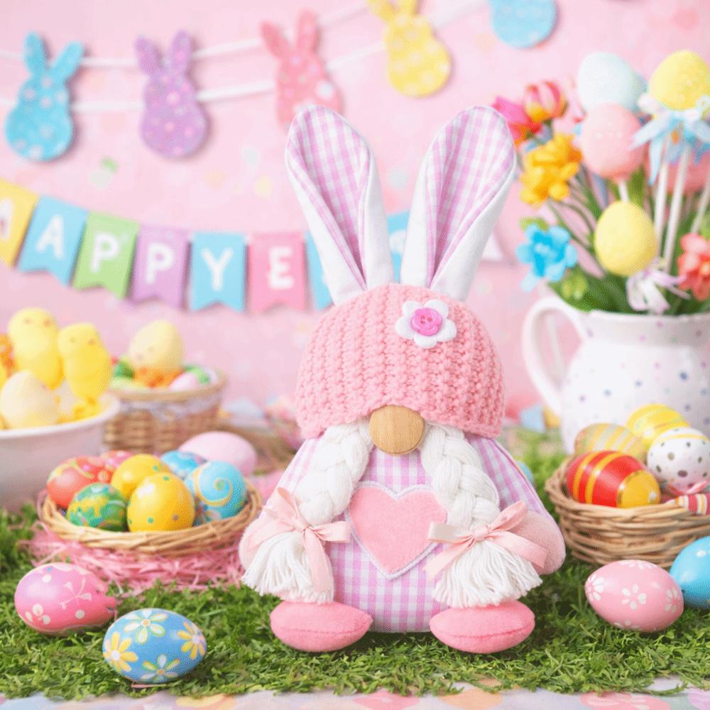 Easter Decor Faceless Couple Doll Plush Material Bunny Dwarf Ornament  Home Decoration