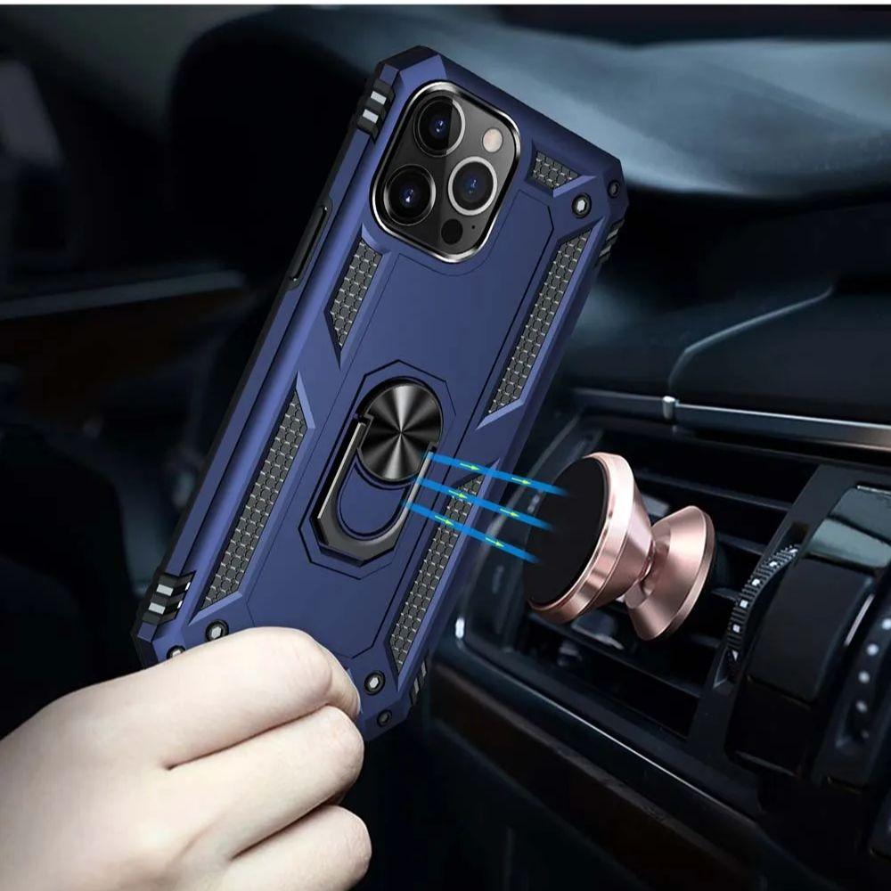 For iPhone 15 14 Plus Armored Four Corner Anti Fall Phone Case For iPhone 13 12 Pro Max MiNi Ring Holder Phone Case