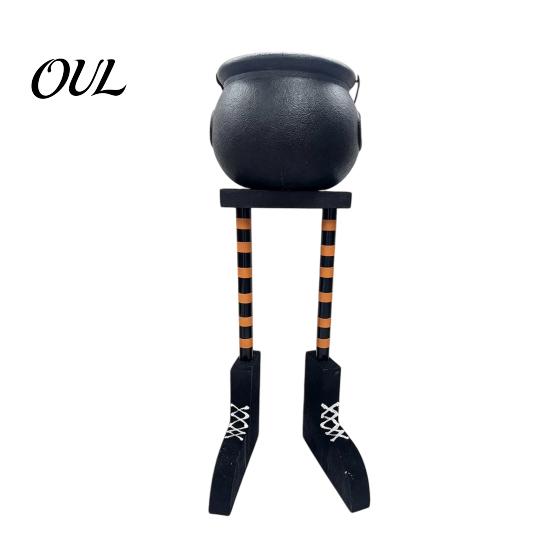 Festive Accents for Halloween Party Cauldron Candy Bowl, 20 Inch Witch Leg Dish Bucket, Decorative Props Plastic Large Pot Bucket Indoor Outdoor