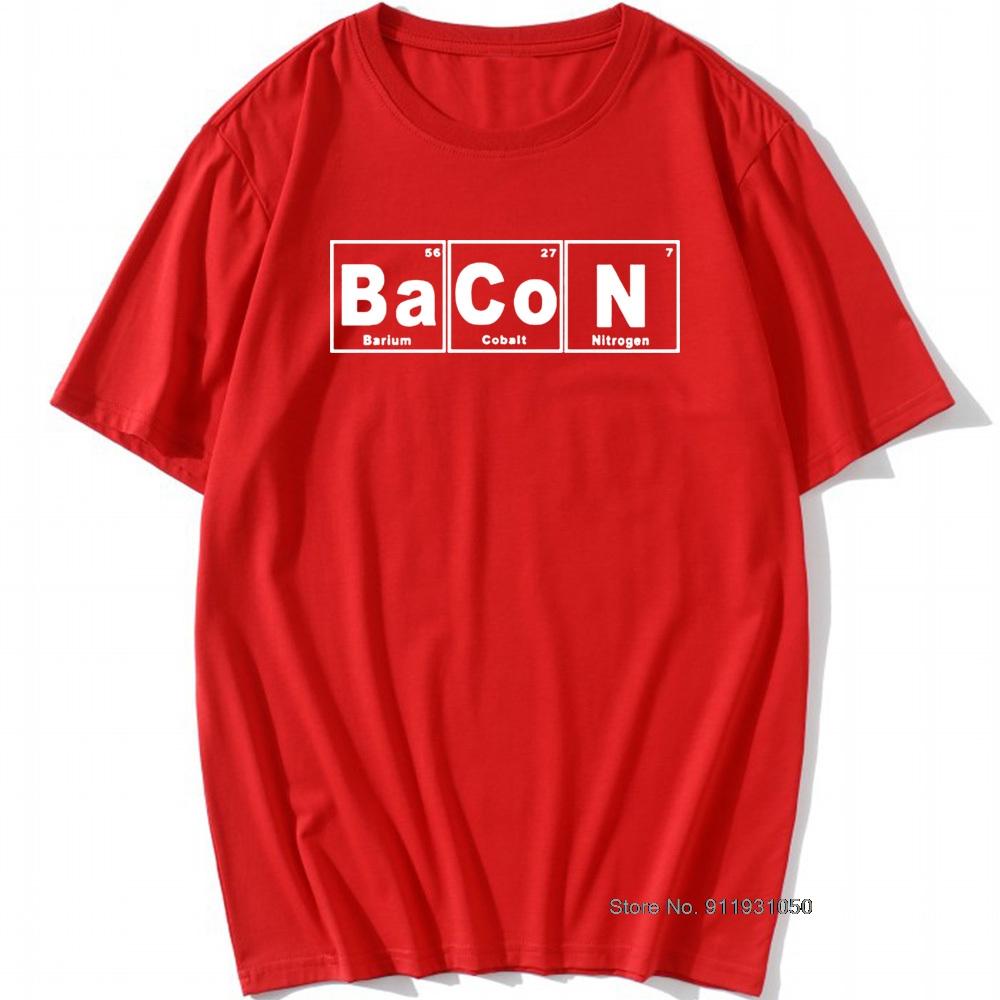 Periodic Table Chemistry Of Bacon T Shirt Design Funny Tshirt Unisexs Tops Tees Short Sleeve Camisetas Tshirt
