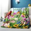 Birds And Flowers A Colorful Garden Scene Cozy Blanket Text Soft Warm Cozy Throw For Sofa Couch Office Bed Picnics Four Seasons Universal Cozy Home